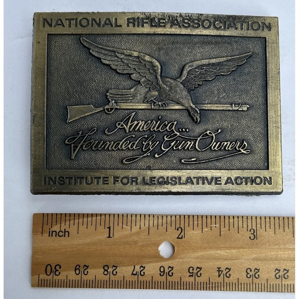 NRA National Rifle Assn Gun‎ Owner 2nd Amendment Right Bear Arm Vtg Belt Buckle